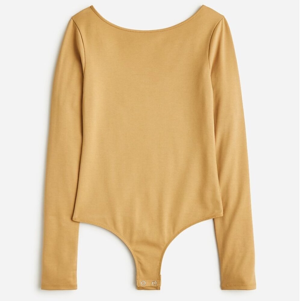 J.Crew Scoopback Bodysuit in Stretch Cotton Blend – Honey Brown – S – NWT